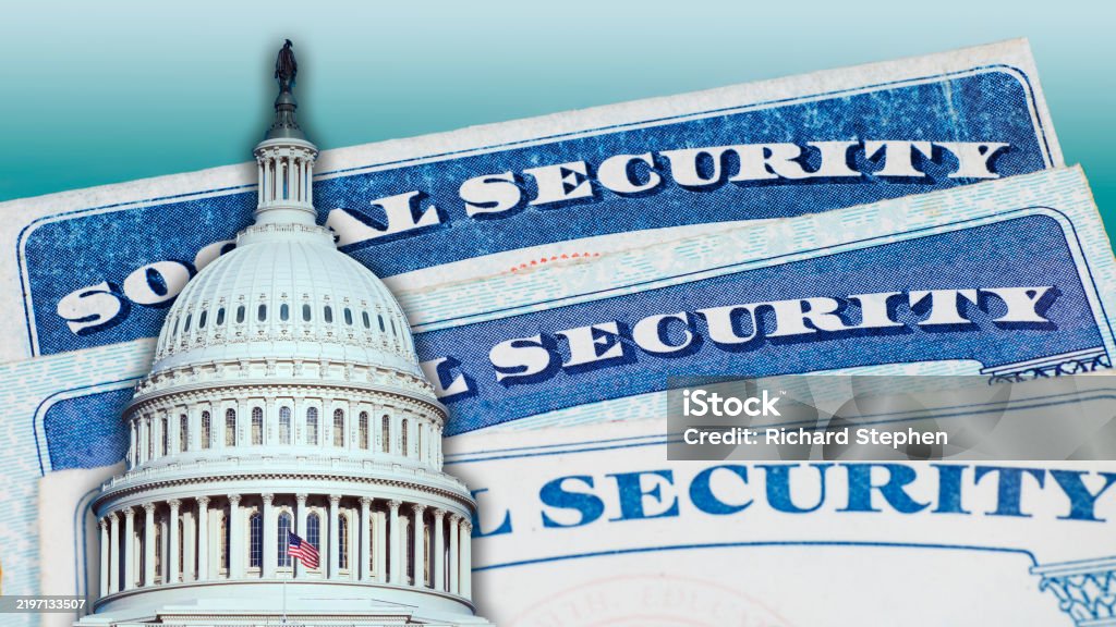 Capitol Dome superimposed on old and new SSN cards.